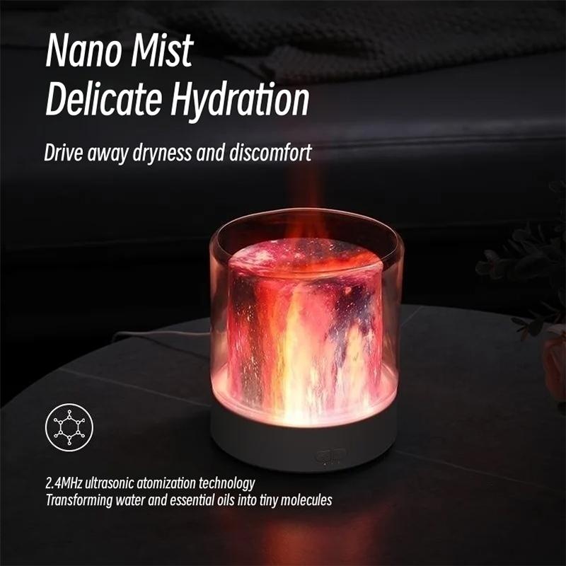 Flame Effect Aromatherapy Humidifier LED Essential Oil Diffuser For Home Desk 5