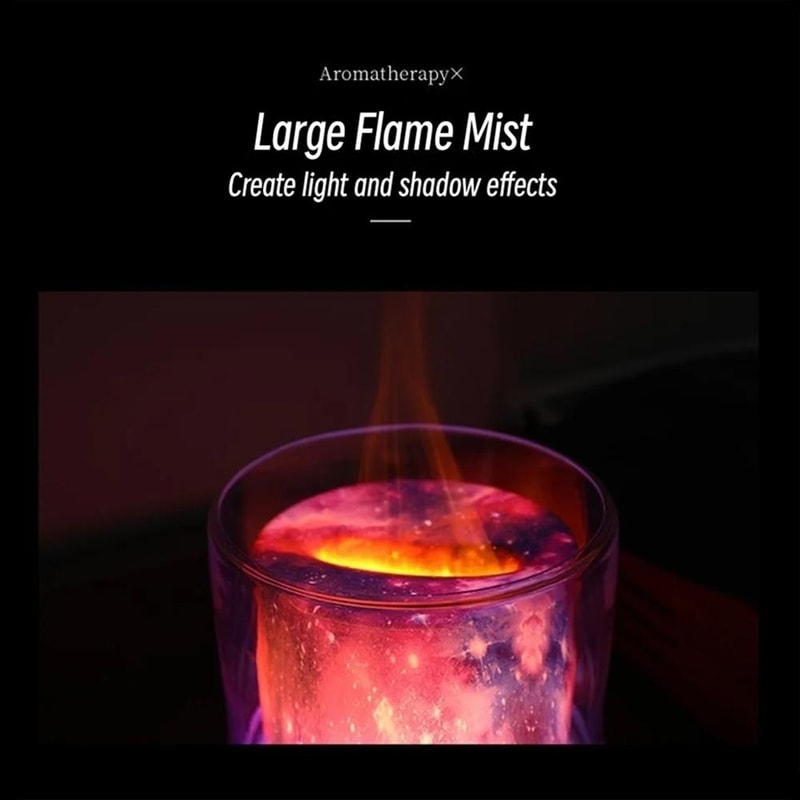 Flame Effect Aromatherapy Humidifier LED Essential Oil Diffuser For Home Desk 7