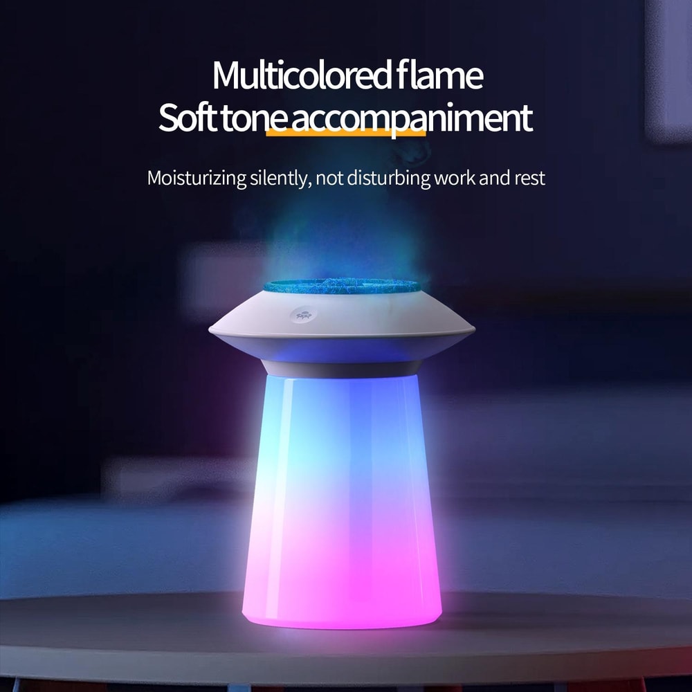 Sound Reactive RGB Flame Humidifier With Aromatherapy Diffuser And LED Mood Light 3