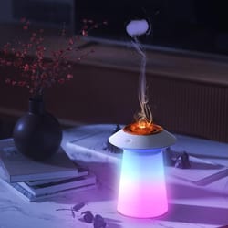 sound reactive rgb flame humidifier with aromatherapy diffuser and led mood light