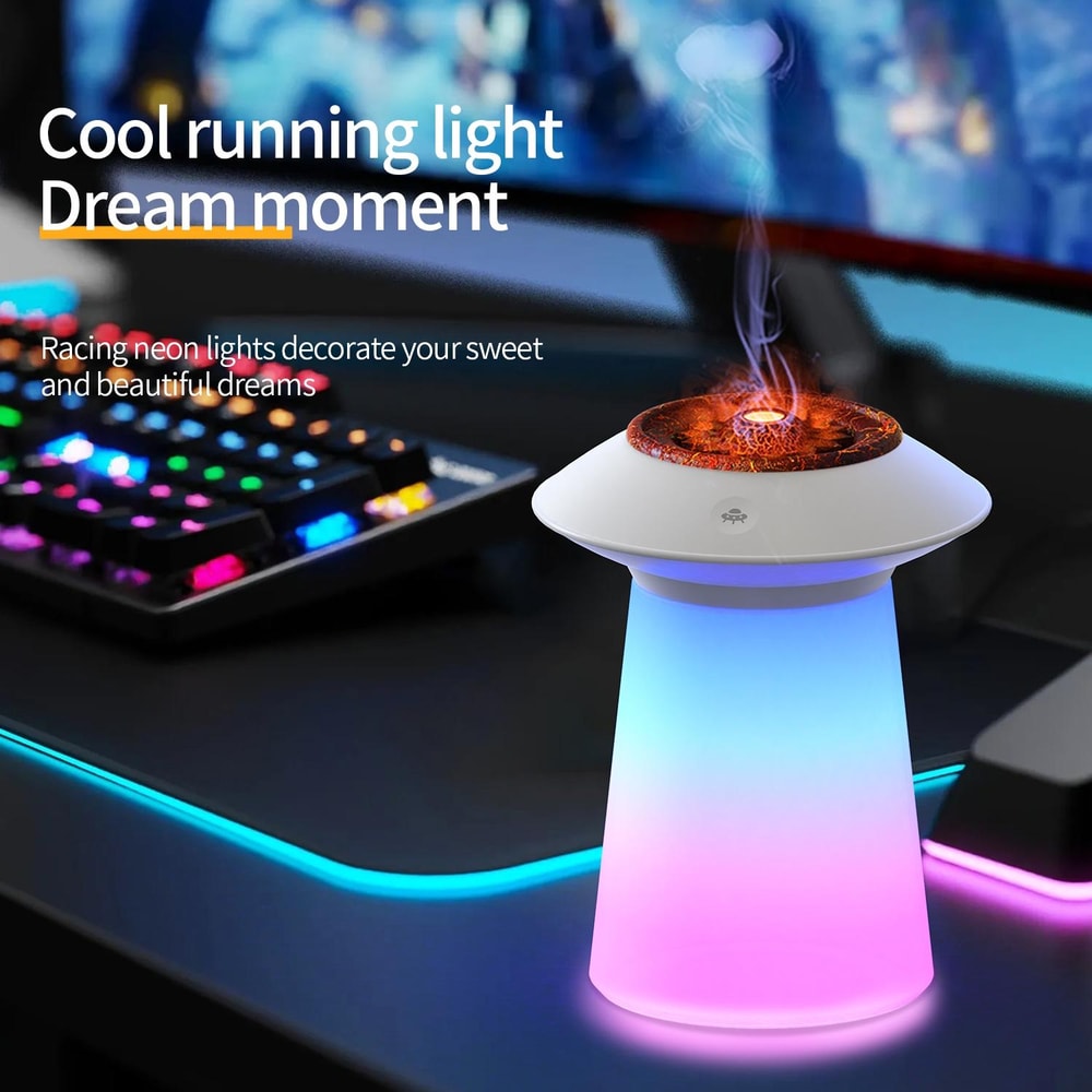 Sound Reactive RGB Flame Humidifier With Aromatherapy Diffuser And LED Mood Light 5