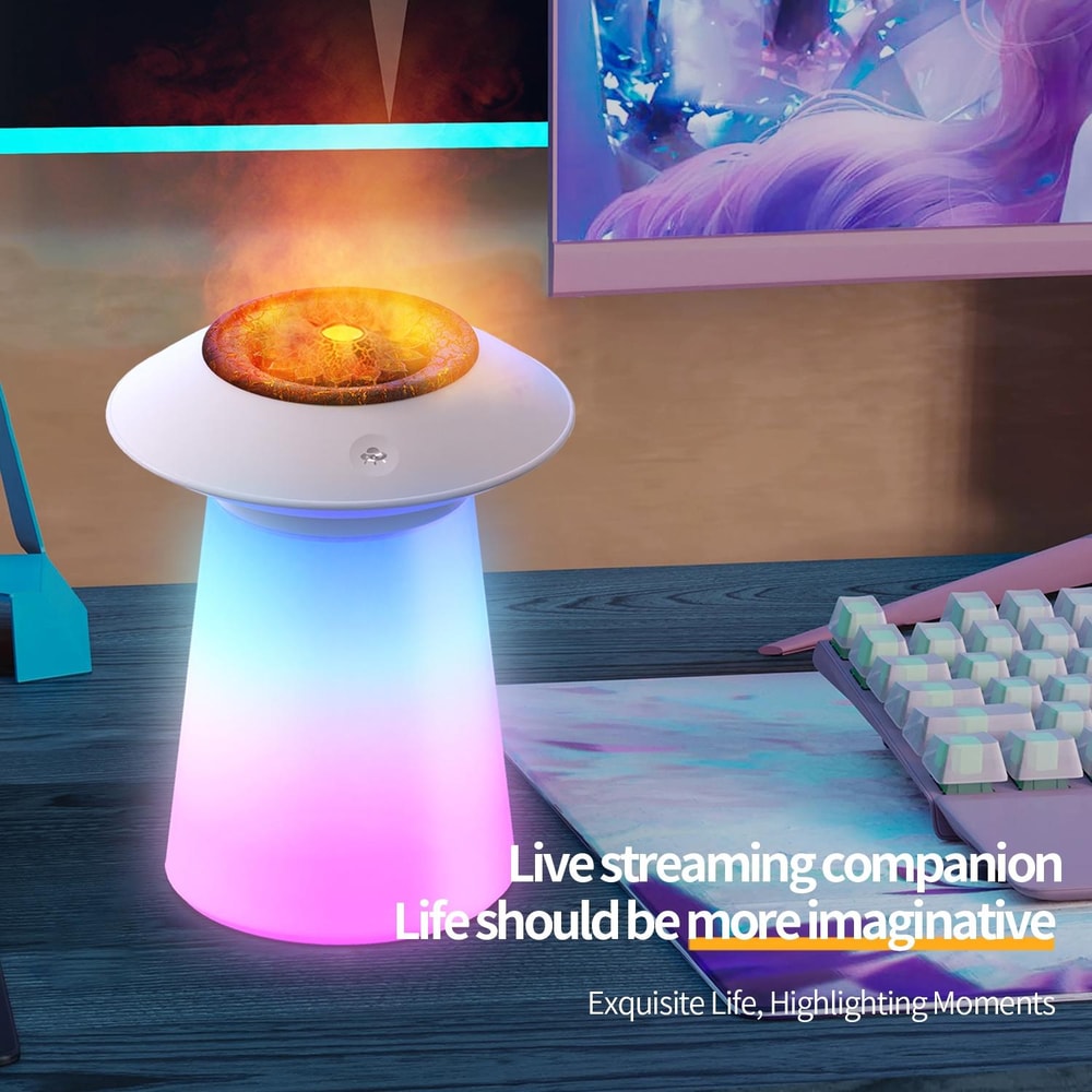 Sound Reactive RGB Flame Humidifier With Aromatherapy Diffuser And LED Mood Light 7