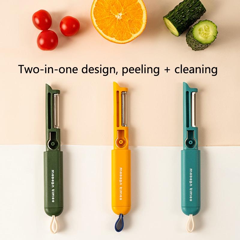 Multifunctional Fruit and Vegetable Cleaning Brush Produce Scrubber & Peeler Tool