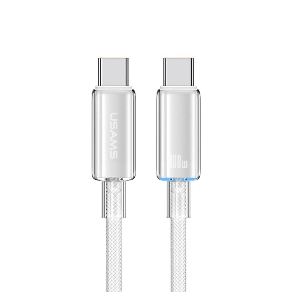 100W Type C Fast Charging Cable With LED Indicator Braided USB C Data Cable 0