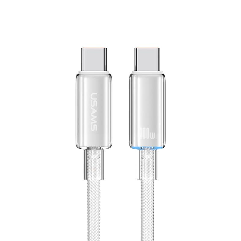 100W Type C Fast Charging Cable With LED Indicator Braided USB C Data Cable 0