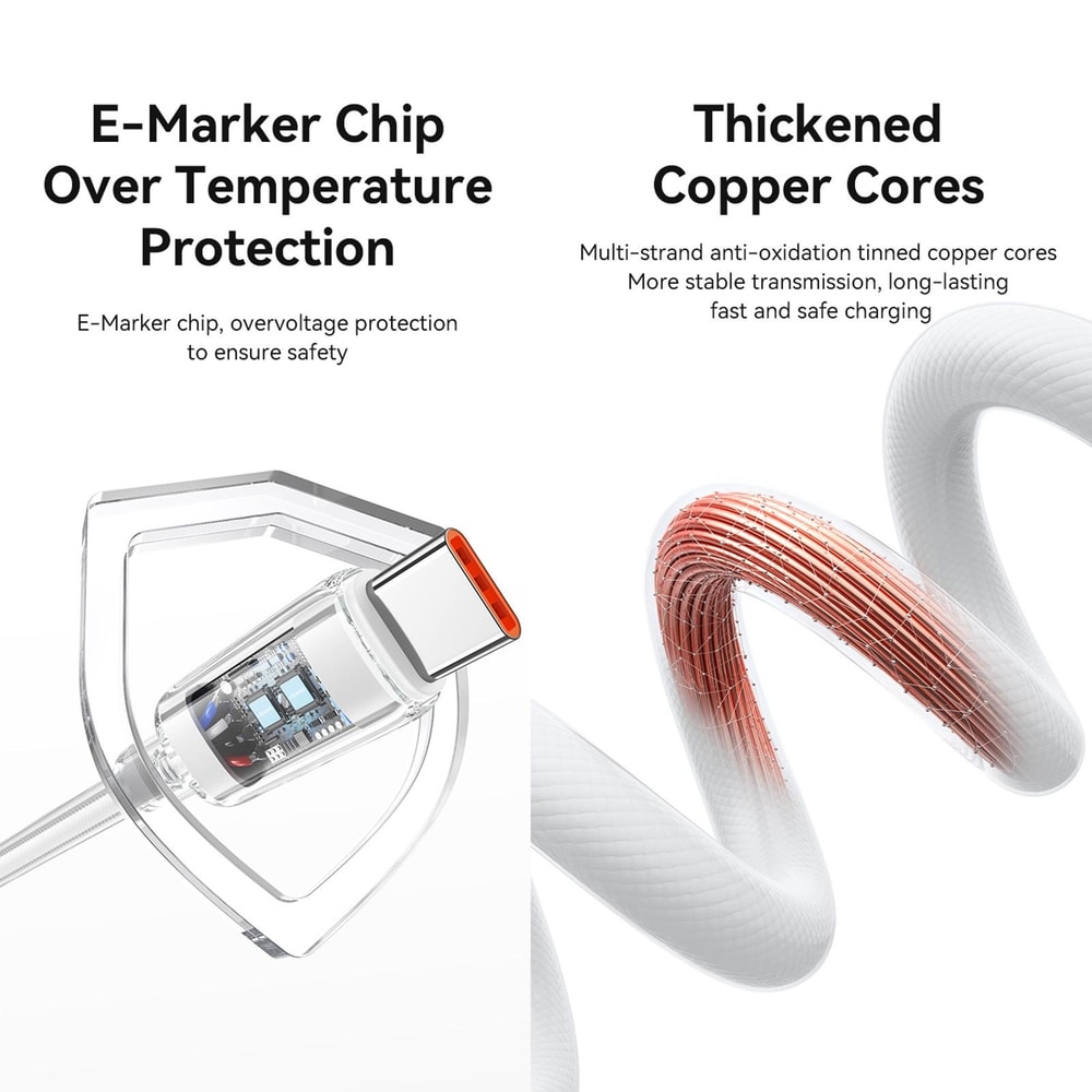 100W Type C Fast Charging Cable With LED Indicator Braided USB C Data Cable 4