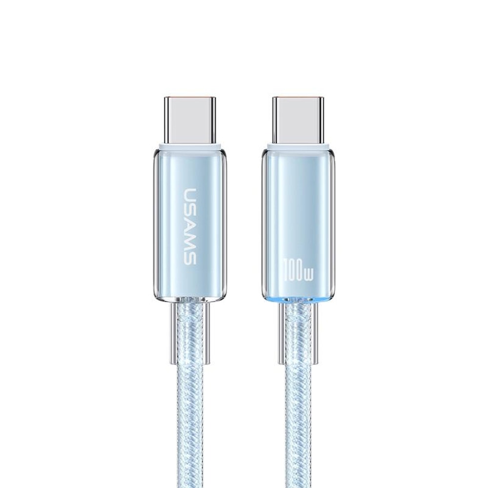 100W Type C Fast Charging Cable With LED Indicator Braided USB C Data Cable 5