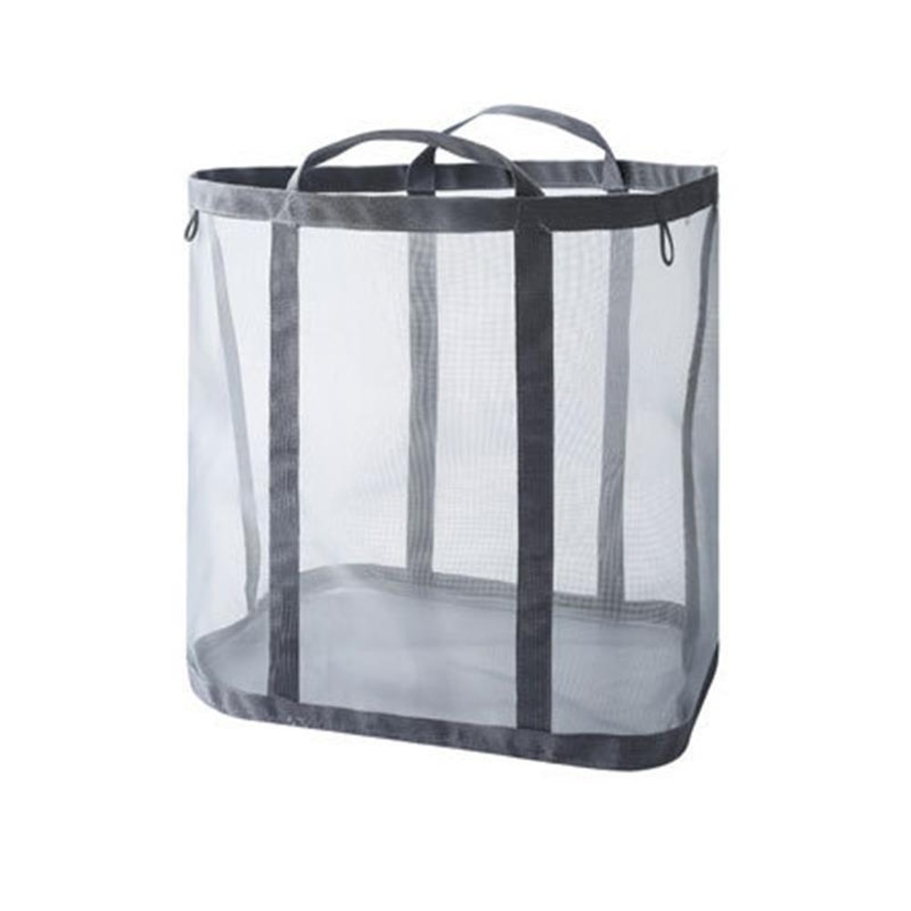 Wall Mounted Foldable Mesh Laundry Basket with Handles Hanging Clothes Hamper & Toy Storage Bag