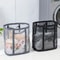 Wall Mounted Foldable Mesh Laundry Basket with Handles Hanging Clothes Hamper & Toy Storage Bag