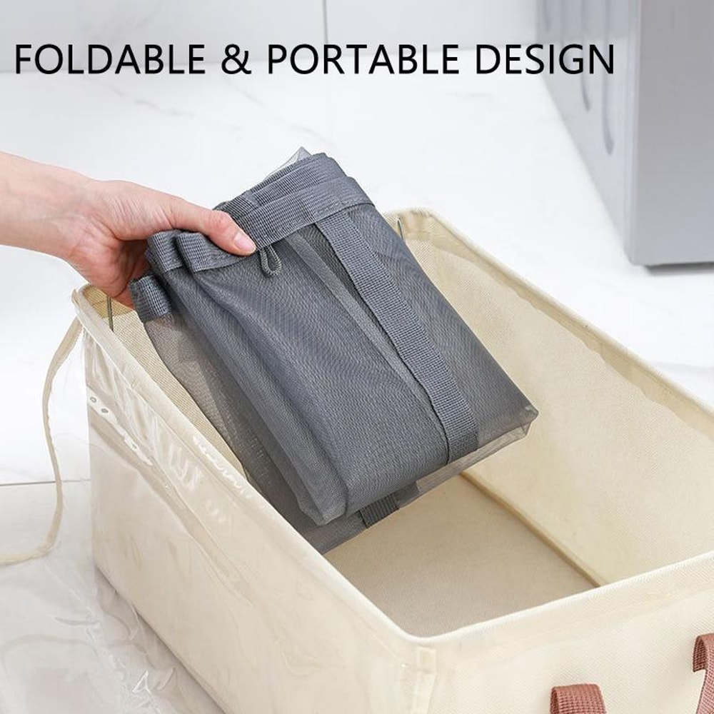 Wall Mounted Foldable Mesh Laundry Basket with Handles Hanging Clothes Hamper & Toy Storage Bag