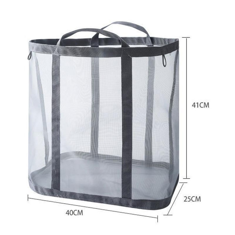 Wall Mounted Foldable Mesh Laundry Basket with Handles Hanging Clothes Hamper & Toy Storage Bag