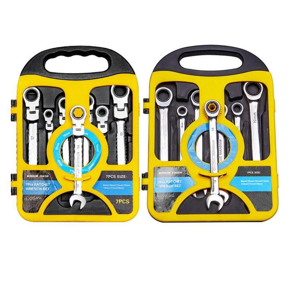 Dual Drive Ratchet Wrench Set 8-19mm Quick Release Non Slip Socket Spanner