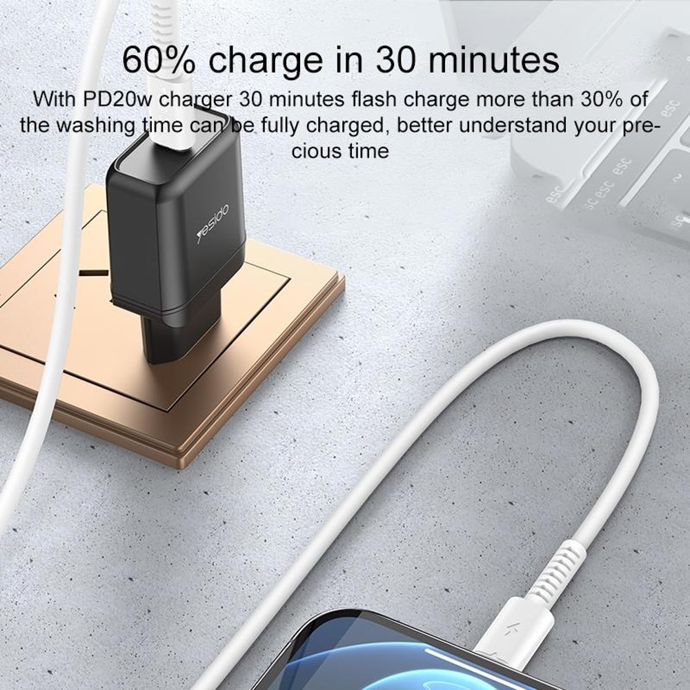 20W Fast Charging USB C to Lightning Cable Durable Data Sync Cord