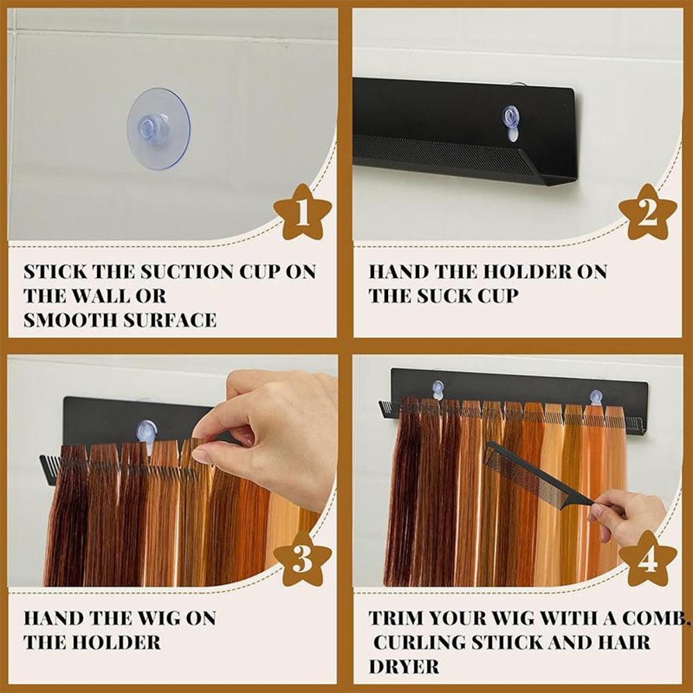 Metal Wall Mounted Wig Display Stand & Hair Extension Holder, Wig Storage Rack for Styling & Organization