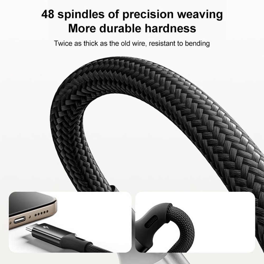 Magnetic 100W USB C To Dual USB C Fast Charging Cable Braided Sync Cable 4