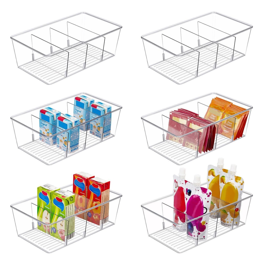 Four-Compartment Clear Storage Box Desktop Organizer with Removable Dividers