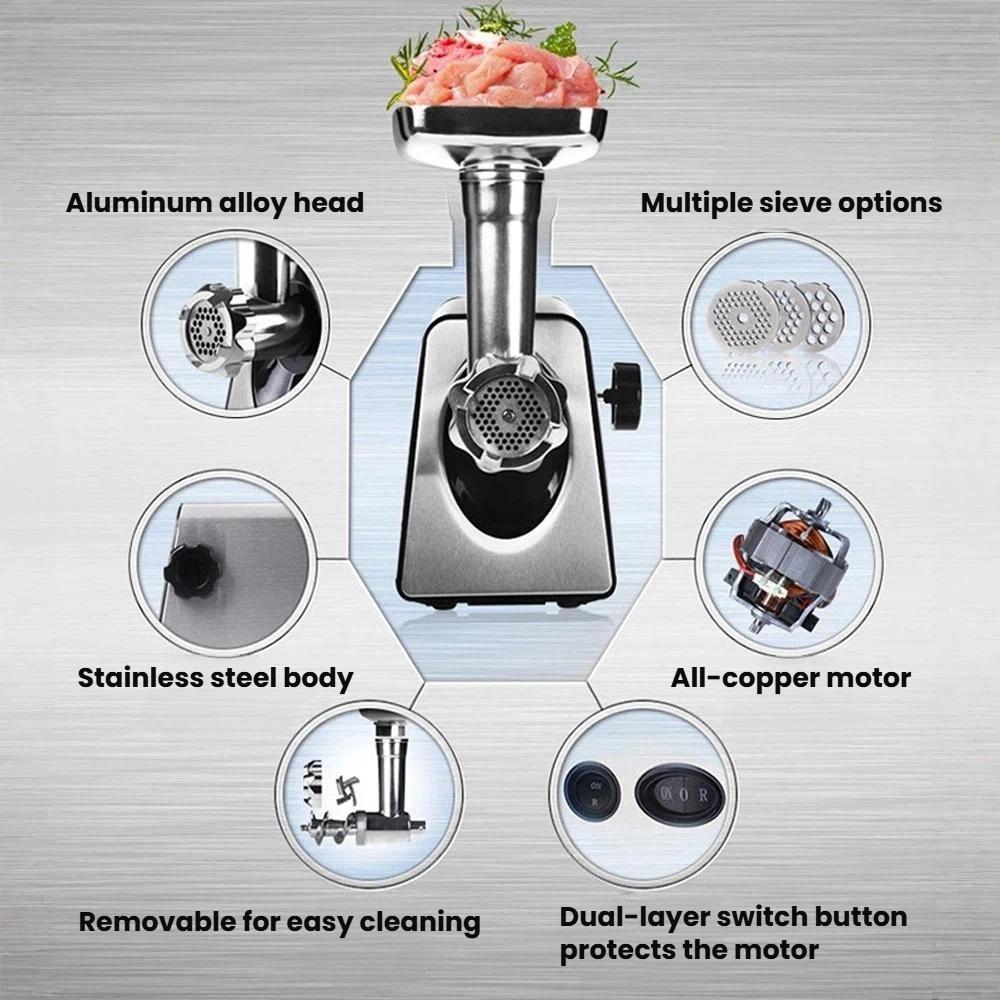 Stainless Steel Electric Meat Grinder With Sausage Stuffer Home Mincer Machine 3