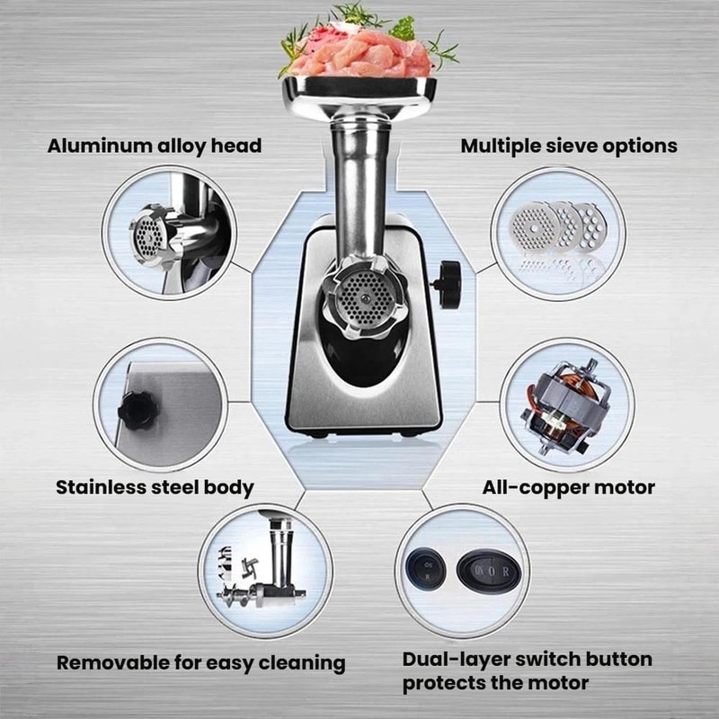 Stainless Steel Electric Meat Grinder With Sausage Stuffer Home Mincer Machine 3
