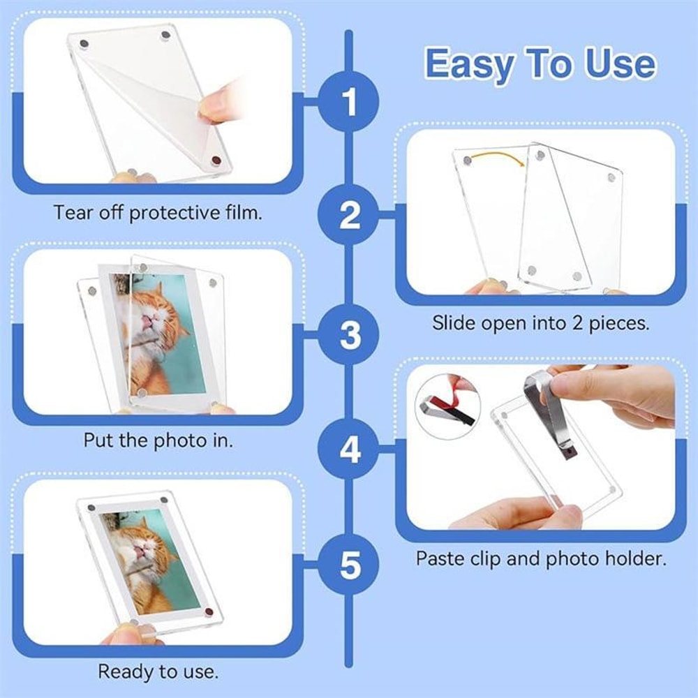 Car sun visor photo clip Holder magnetic photo holder for car Acrylic photo clip holder Polaroid Photo Clip