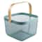 Square Mesh Basket with Wooden Handle Fruit Storage Basket Kitchen Organizer