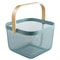Square Mesh Basket with Wooden Handle Fruit Storage Basket Kitchen Organizer