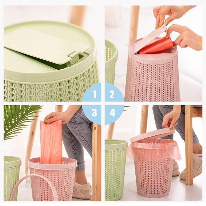 Removable Trash Bin With BuiltIn Bag Holder Compact Kitchen Waste Bin 2