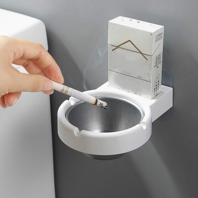 Wall Mounted Smokeless Ashtray With Detachable Tray Modern Bathroom Ashtray Organizer 6