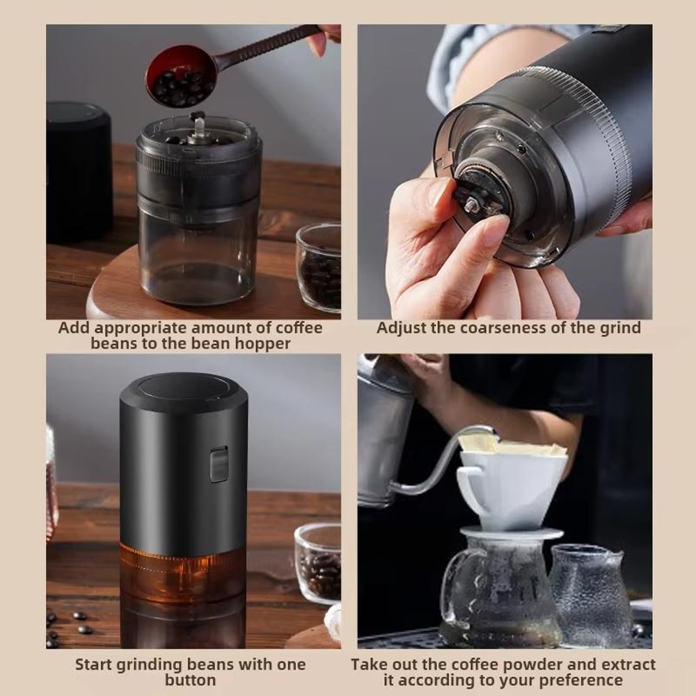 USB Rechargeable Electric Coffee Grinder Adjustable Burr Portable Coffee Bean Grinder 9