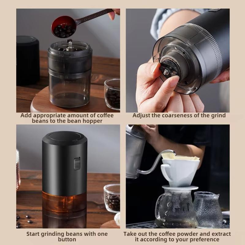 USB Rechargeable Electric Coffee Grinder Adjustable Burr Portable Coffee Bean Grinder 9