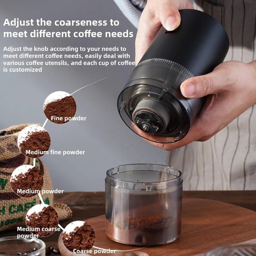 USB Rechargeable Electric Coffee Grinder Adjustable Burr Portable Coffee Bean Grinder 2