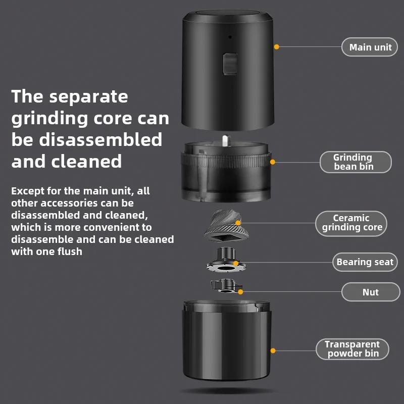 USB Rechargeable Electric Coffee Grinder Adjustable Burr Portable Coffee Bean Grinder 5