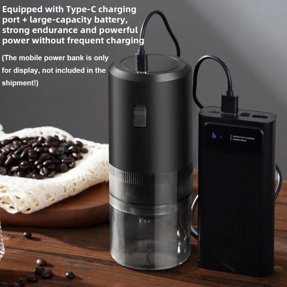 USB Rechargeable Electric Coffee Grinder Adjustable Burr Portable Coffee Bean Grinder 7