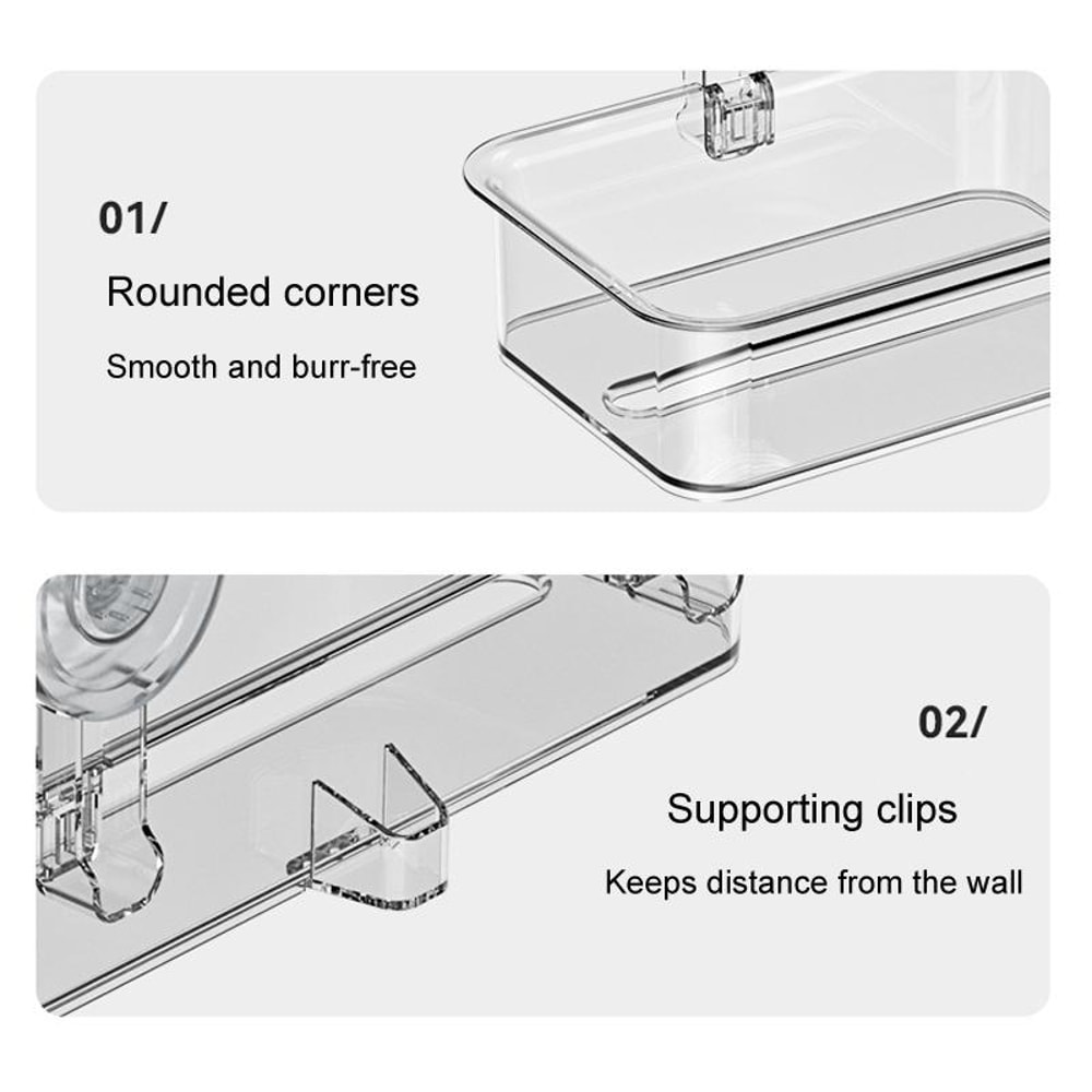 No Drill Wall Mounted Tissue Holder With Suction Cup Bathroom Organizer Box 3