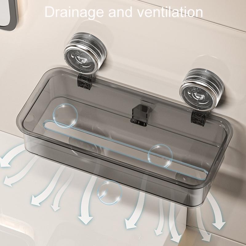 No Drill Wall Mounted Tissue Holder With Suction Cup Bathroom Organizer Box 4