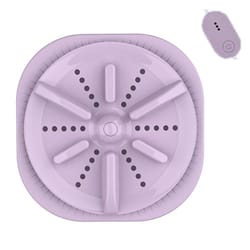 portable mini washing machine with remote control, timer, turbo ultrasonic travel washer purple