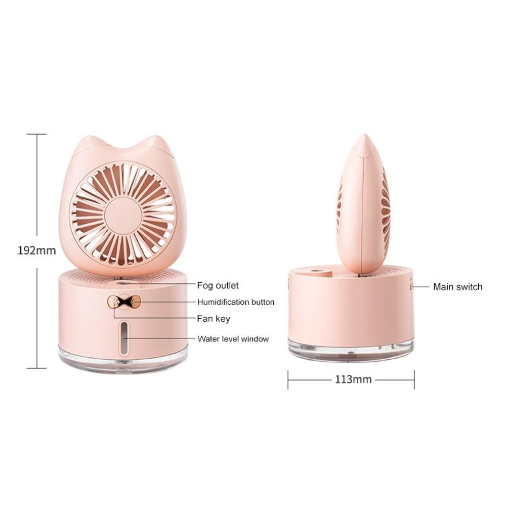 Cat Shape Mini Humidifier Fan Portable Air Cooler With Rechargeable Battery 1