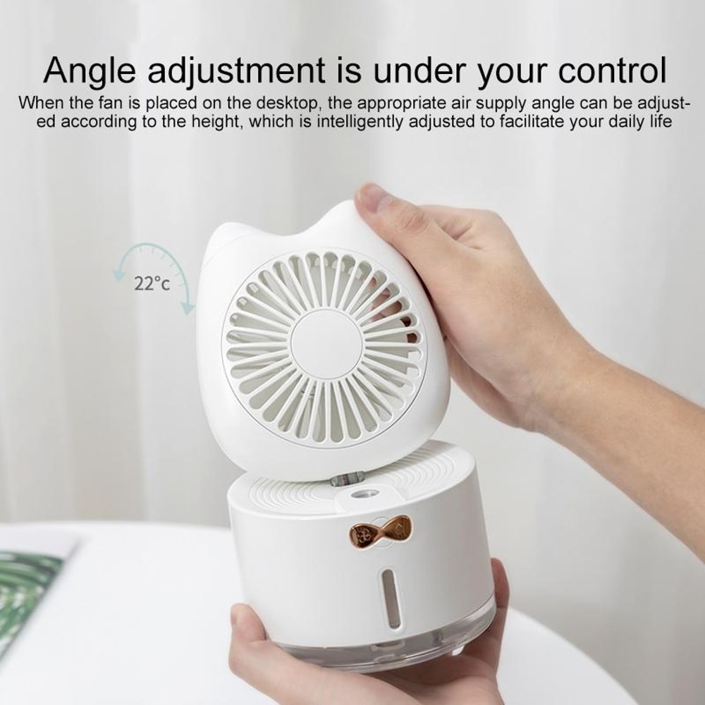 Cat Shape Mini Humidifier Fan Portable Air Cooler With Rechargeable Battery 5