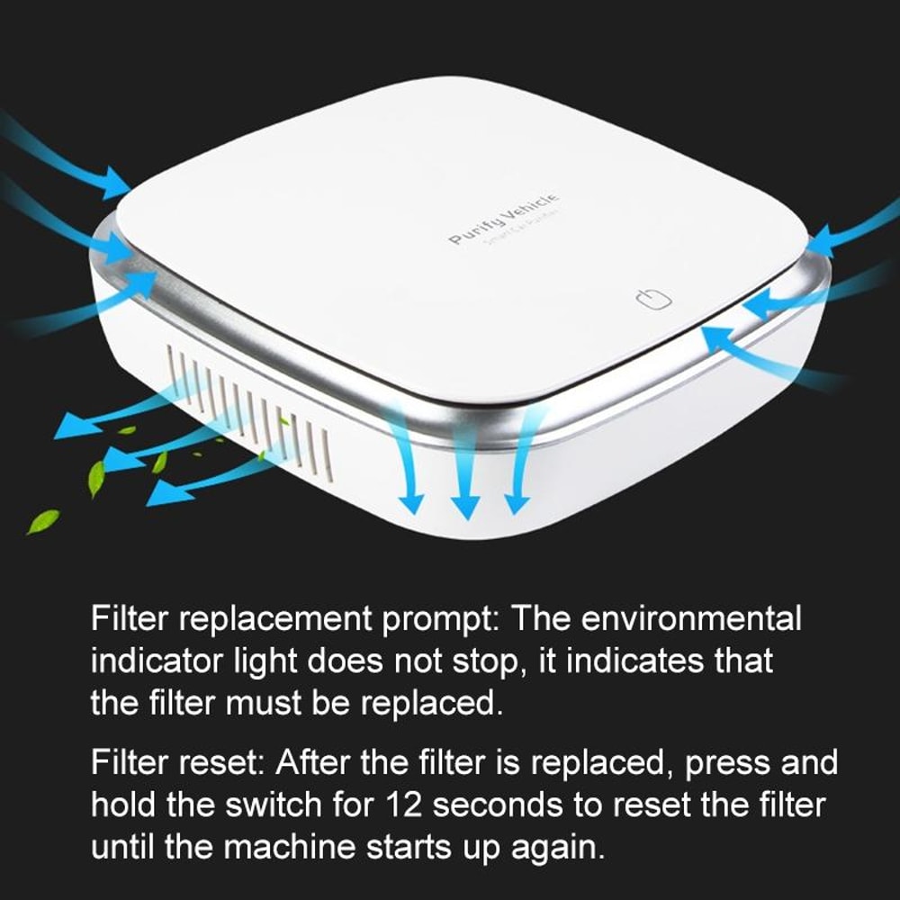 Smart Touch Car Air Purifier With Negative Ion Filtration USB Portable Cleaner 5