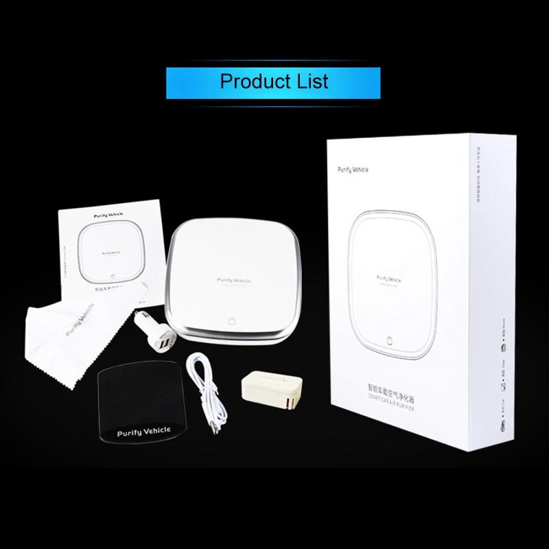 Smart Touch Car Air Purifier With Negative Ion Filtration USB Portable Cleaner 6