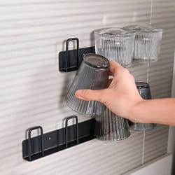 wall mounted cup holder inverted cup rack no drill drainage mug organizer