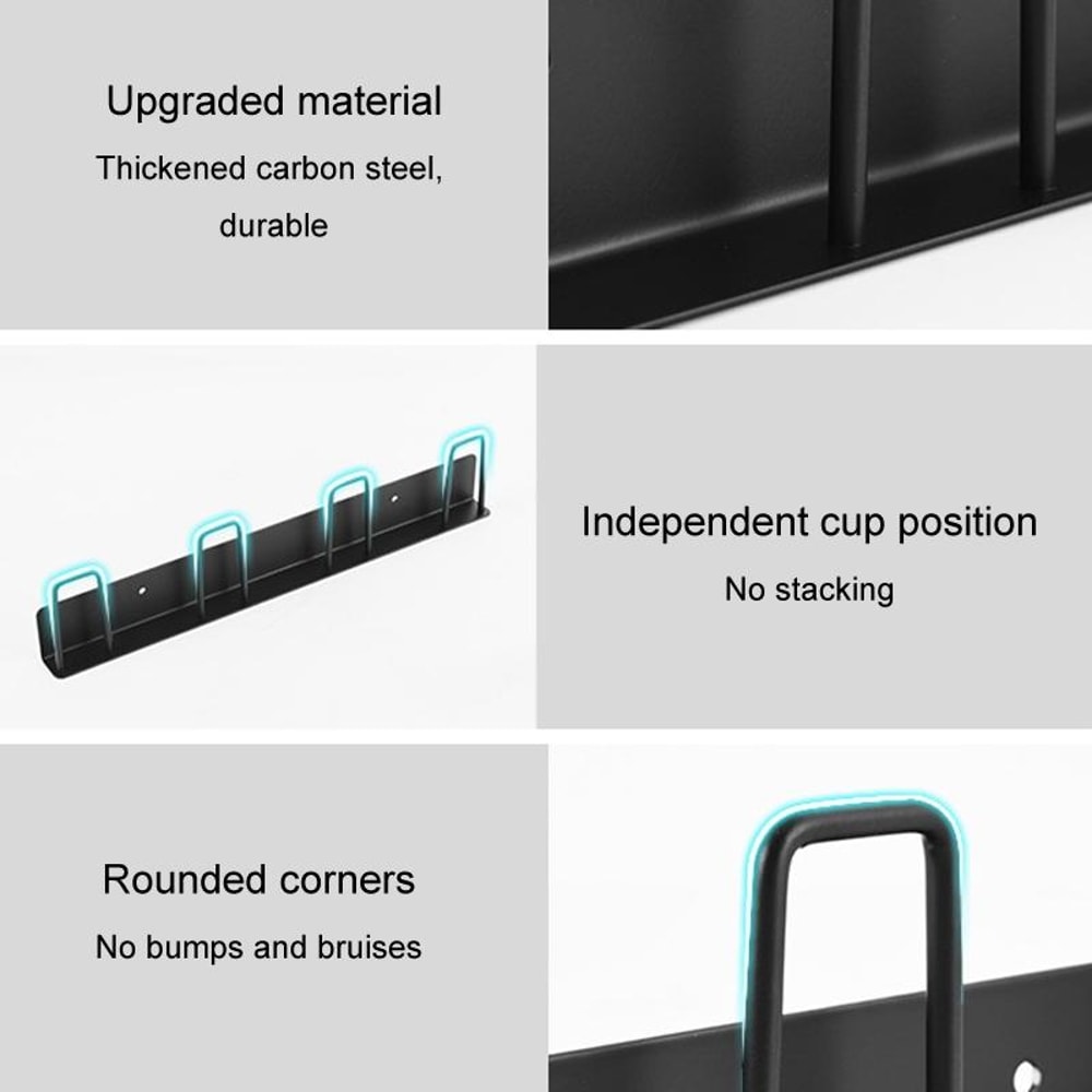 Wall Mounted Cup Holder Inverted Cup Rack No Drill Drainage Mug Organizer 2