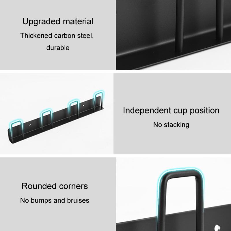 Wall Mounted Cup Holder Inverted Cup Rack No Drill Drainage Mug Organizer 2