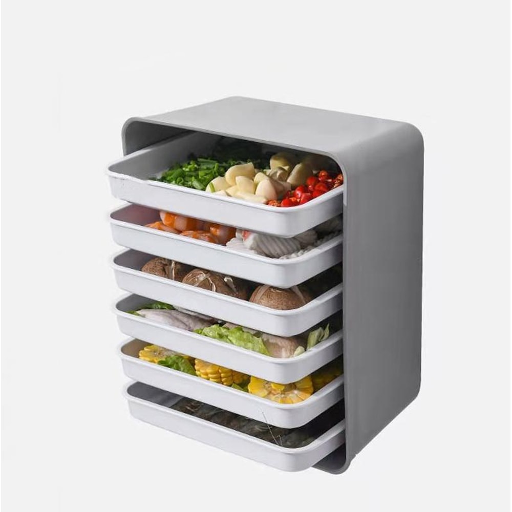 6Tier Wall Mounted Kitchen Organizer Multi Layer Dish Rack With Drawer Trays 6