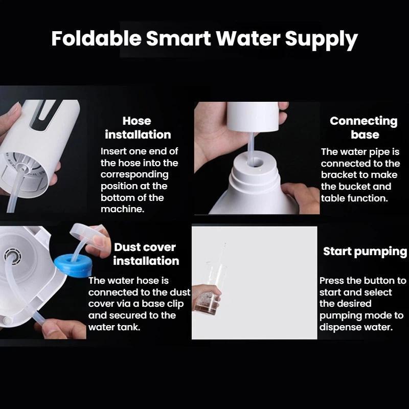 Electric Foldable USB Water Pump for Bottled Water, Rechargeable Portable Water Dispenser Pump