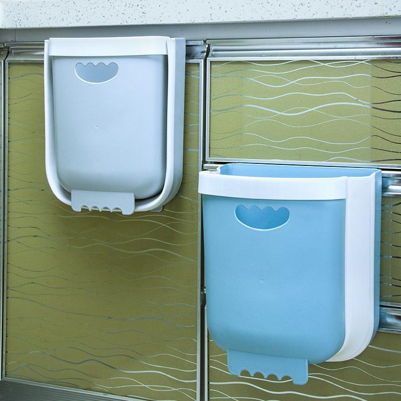 Foldable Kitchen Hanging Trash Can Wall Mounted Garbage Bin For Home And Car 2