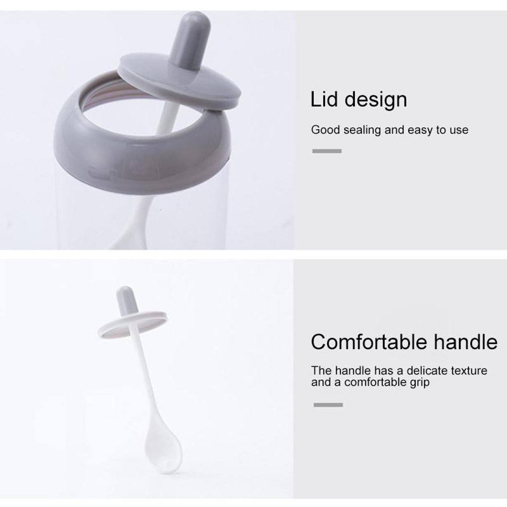 Round Seasoning Jar With Spoon Airtight Spice Storage Container White Minimal Kitchen Organizer 3