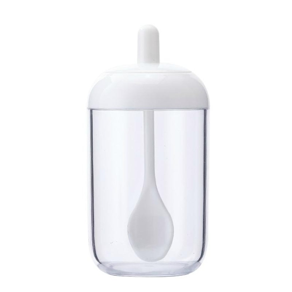 Round Seasoning Jar With Spoon Airtight Spice Storage Container White Minimal Kitchen Organizer 2