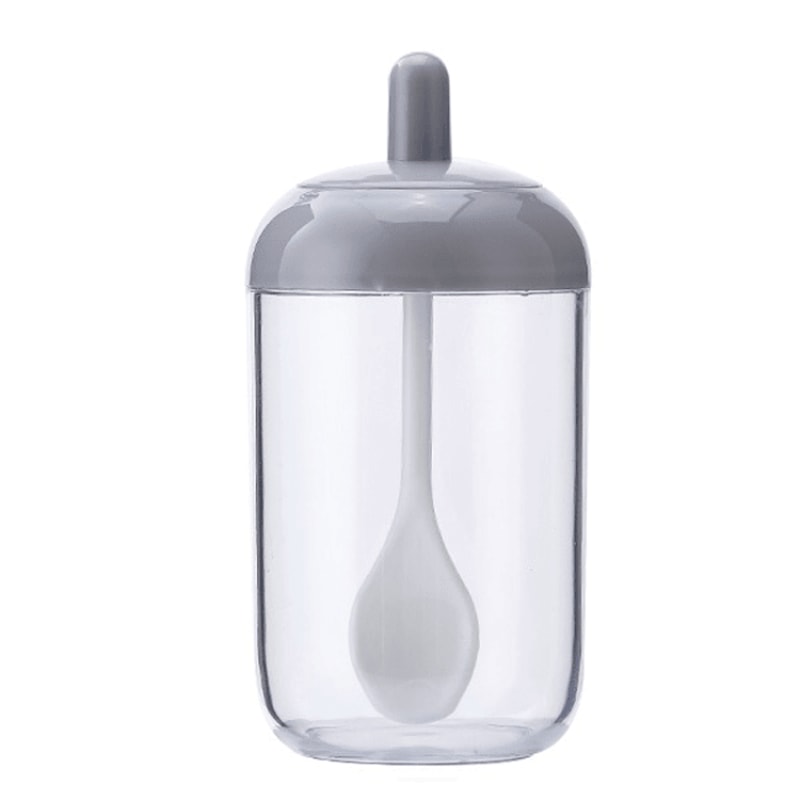 Round Seasoning Jar With Spoon Airtight Spice Storage Container White Minimal Kitchen Organizer 9