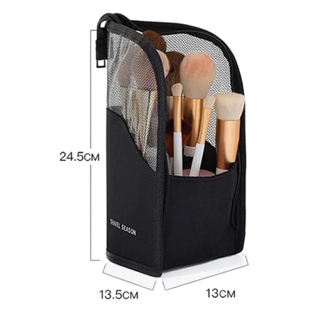 Large Capacity Mesh Cosmetic Bag Organizer With Compartments For Makeup Brushes Travel Essentials 7