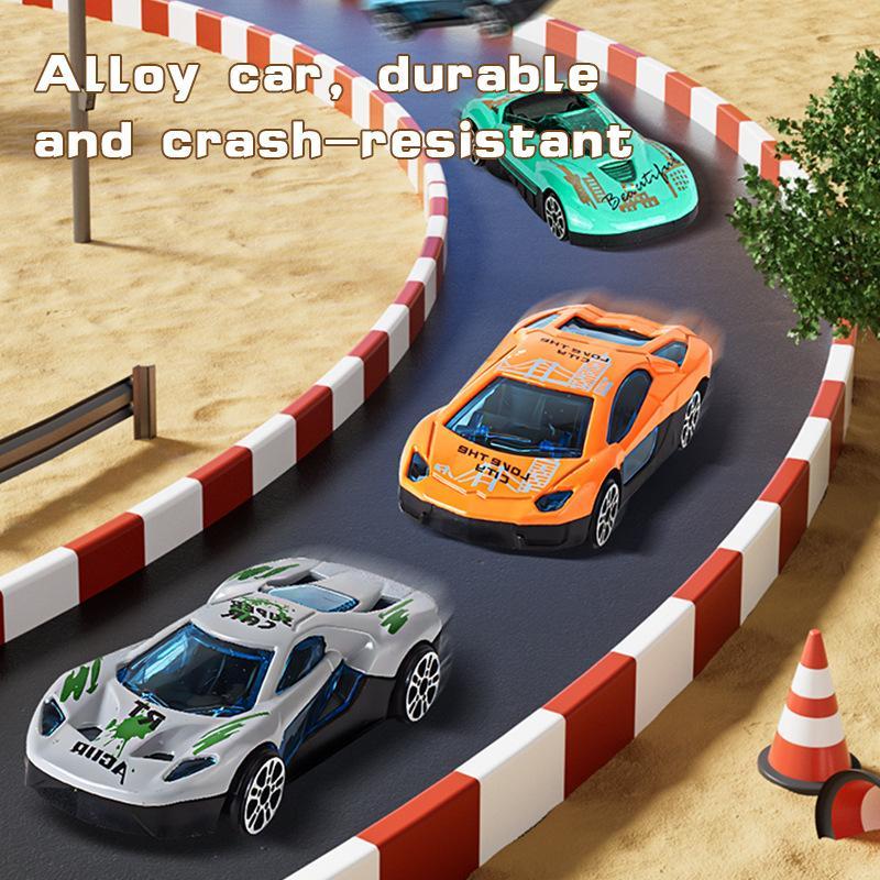 Folding Catapult Transformable Track Car Set with Storage Container and Inertia Cars for Kids